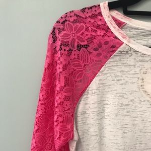 pink lace baseball tee
